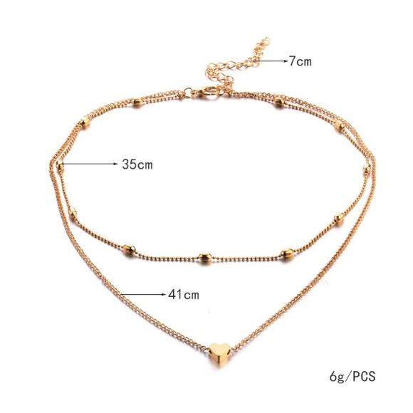 NEW!๐๐๐GOLDEN๐HEART LAYER NECKLACE CHOKER LOVE - Picture 4 of 6
